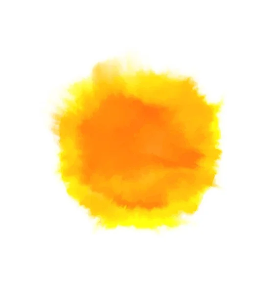 Mancha aquarela amarela e laranja, isolada sobre fundo branco. Elemento de textura. Ilustração vetorial . —  Vetores de Stock