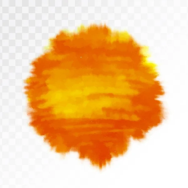 Mancha aquarela laranja e amarela, isolada em fundo transparente. Elemento de textura. Ilustração vetorial . — Vetor de Stock