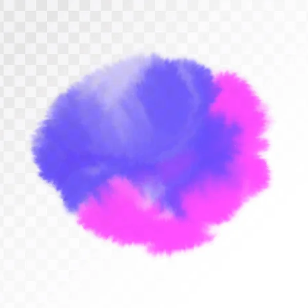 紫と青の水彩スポット、透明な背景に分離されました。テクスチャの要素。ベクトル図. — ストックベクタ