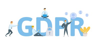 Gdpr konsept illüstrasyon. Genel veri koruma Yönetmeliği. Kişisel verilerin korunması. Vektör, beyaz arka plan üzerinde izole.