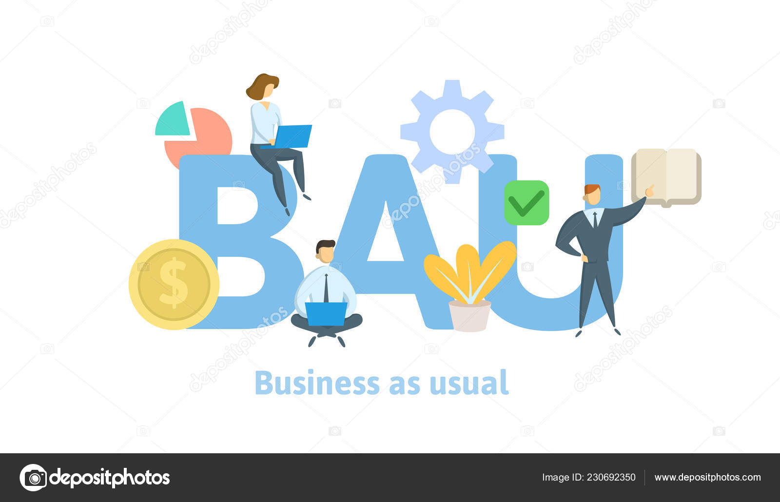 Icon: business as usual | BAU, Business as usual. Concept ...