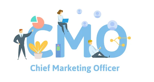 GMO, Chief Marketing Officer, acroniem zakelijke concept achtergrond. Concept met trefwoorden, letters en iconen. Platte vectorillustratie. Geïsoleerd op witte achtergrond. — Stockvector