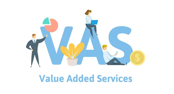 VAS, Value and Services. Концепция с ключевыми словами, буквами и значками. Плоский векторный рисунок. Изолированный на белом фоне . — стоковый вектор