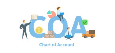COA, Chart of Account. Concept with keywords, letters and icons. Flat vector illustration. Isolated on white background. clipart
