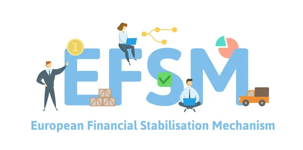 Efsm, Europäischer Finanzstabilisierungsmechanismus. Konzept mit Schlüsselwörtern, Buchstaben und Symbolen. flache Vektordarstellung. isoliert auf weißem Hintergrund. — Stockvektor