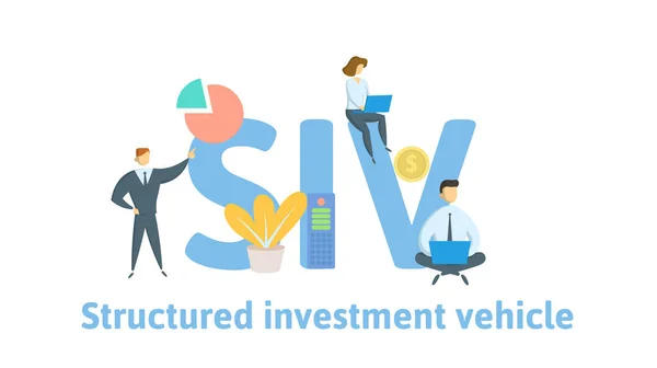 SIV, gestructureerde investering voertuig. Concept met trefwoorden, brieven en pictogrammen. Platte vectorillustratie. Geïsoleerd op witte achtergrond. — Stockvector