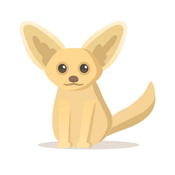 Söt fennec räv sitter på golvet. Platt vektor illustration, isolerad på vit bakgrund. — Stock vektor