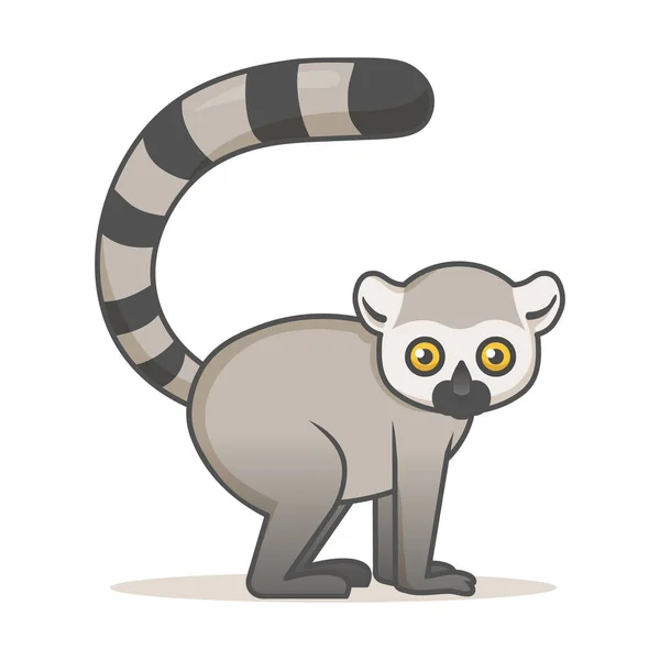 Carino il lemure africano. Illustrazione vettoriale piatta con contorno, isolata su sfondo bianco . — Vettoriale Stock