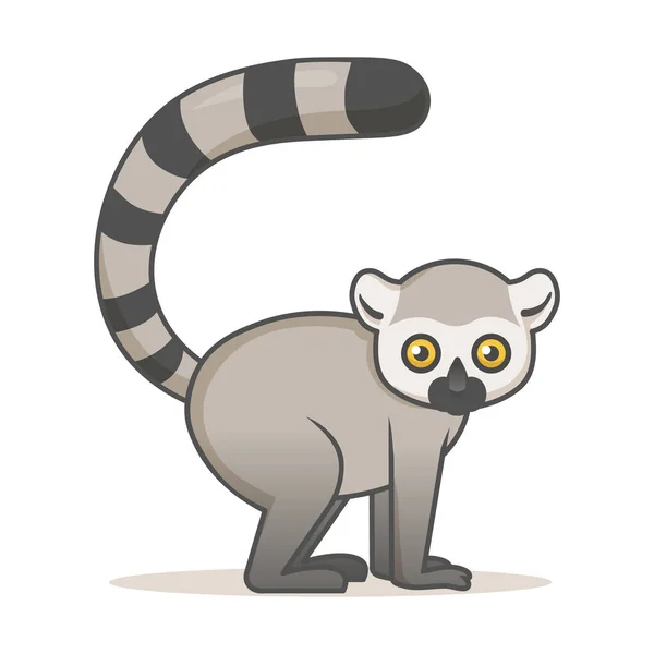 Söt afrikansk lemur. Platt vektor illustration med kontur, isolerad på vit bakgrund. — Stock vektor