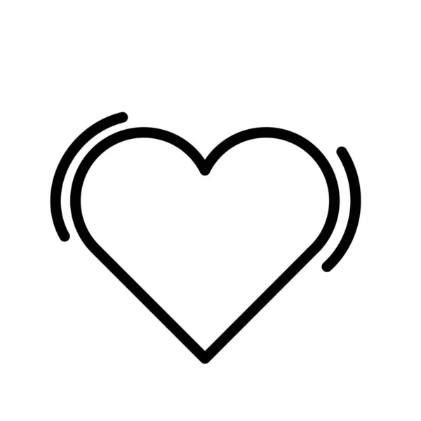 Heart, simple black and white outline icon. Flat vector illustration. Isolated on white. — Stock Vector