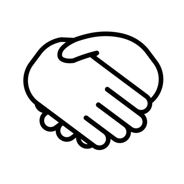 Handshake, contrato contrato contrato ícone esboço preto e branco. Ilustração vetorial plana. Isolado em branco . —  Vetores de Stock