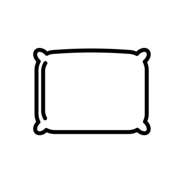 Kare yastık minimal siyah beyaz taslak simgesi. Düz vektör çizimi. Beyazda izole edilmiş.