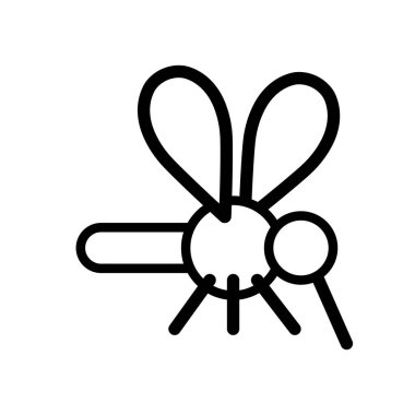 Sivrisinek basit siyah beyaz taslak ikonu. Düz vektör çizimi. Beyazda izole edilmiş.