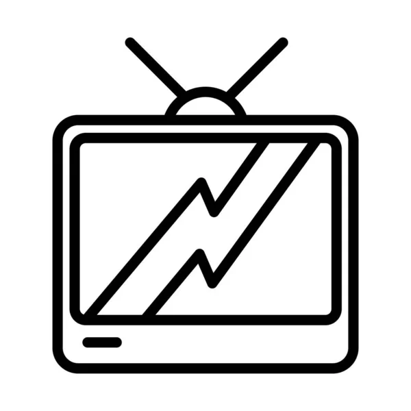 TV minimale icona contorno in bianco e nero. Illustrazione a vettore piatto. Isolato su bianco. — Vettoriale Stock