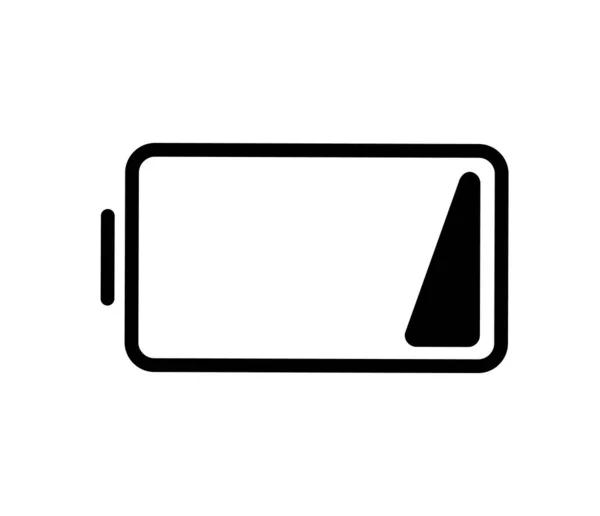 Low battery charge, minimal black and white outline icon. Flat vector illustration. Isolated on white. — Stock Vector