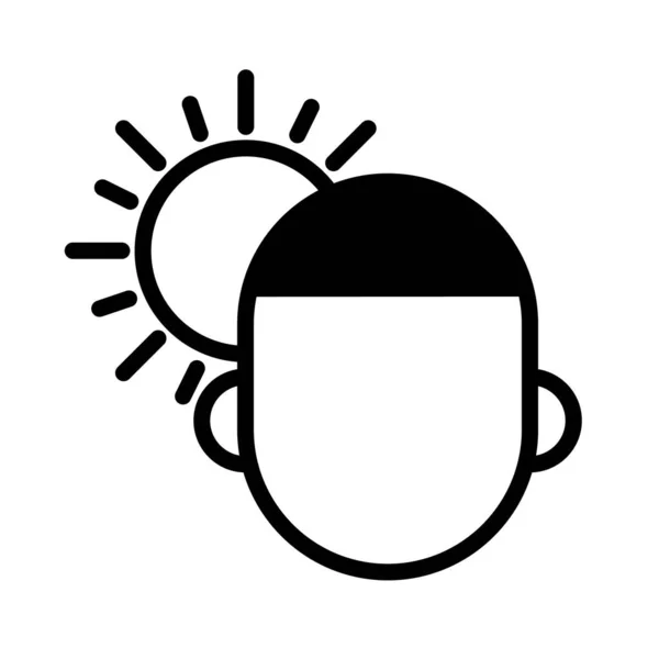 Людина під сонцем, мінімальна чорно-біла іконка контуру. Плоска векторна ілюстрація. Ізольовані на білому . — стоковий вектор