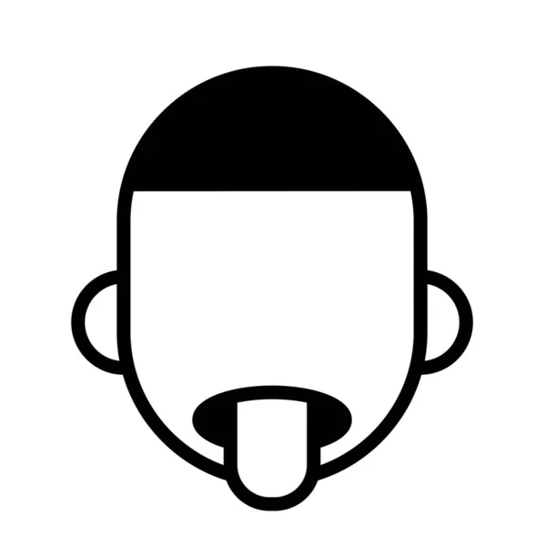 Hombre agotado con la lengua sobresaliendo, mínimo icono de contorno en blanco y negro. Ilustración vectorial plana. Aislado sobre blanco . — Archivo Imágenes Vectoriales