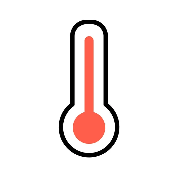 Temperatuursymbool, thermometer. Minimaal zwart-wit omtrek pictogram. Platte vectorillustratie. geïsoleerd op wit. — Stockvector