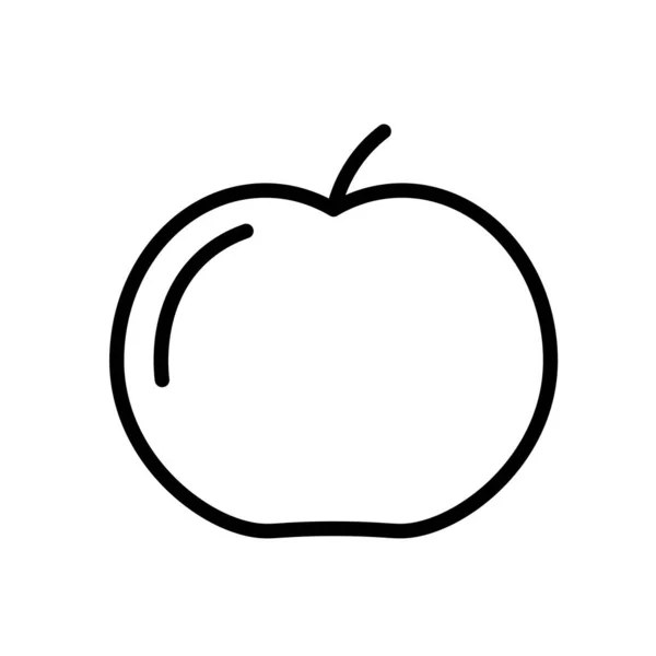 Fruta de maçã simples ícone de contorno preto e branco. Ilustração vetorial plana. Isolado em branco . —  Vetores de Stock