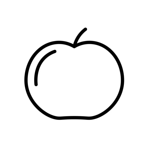 Apple fruit simple icône contour noir et blanc. Illustration vectorielle plate. Isolé sur blanc. — Image vectorielle