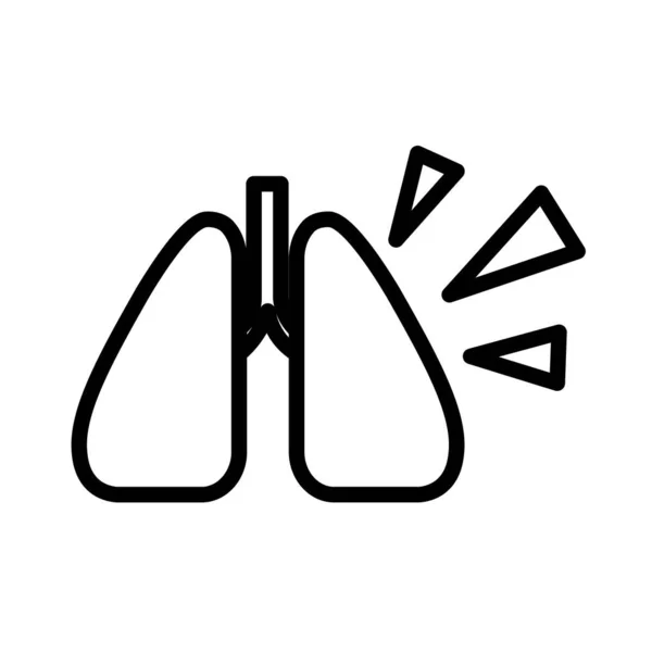 Ícone de pulmões simples. ilustração vetorial contorno preto e branco isolado no fundo branco. Ilustração vetorial plana. Isolado em branco . — Vetor de Stock
