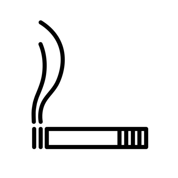 Куріння сигарети простий чорно-білий контур значок. Плоска векторна ілюстрація. Ізольовані на білому . — стоковий вектор