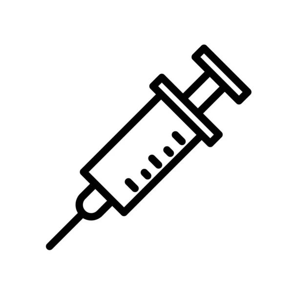 Syringe, injection, medical equipment. Minimal black and white outline icon. Flat vector illustration. Isolated on white. — Stock Vector