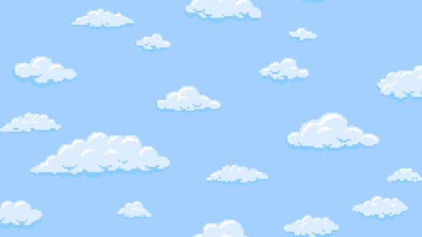 Cartoon wolken zweven verticaal in de blauwe lucht. Achtergrond naadloze looping animatie. — Stockvideo