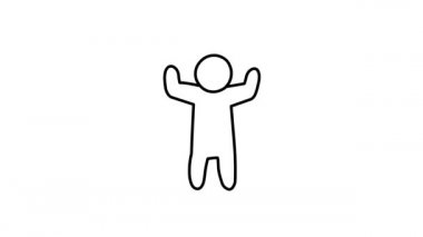 Dans eden bir adamın basit döngülü animasyonu. Beyaz arka planda çizgileri olan bir adamın dansı.