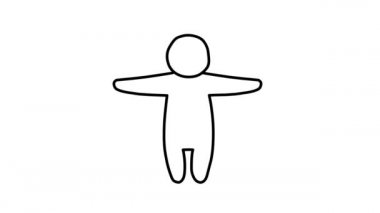 Dans eden bir adamın basit döngülü animasyonu, elleriyle dalgalar yaratıyor. Beyaz arkaplanda çizgileri olan bir kişinin dansı.