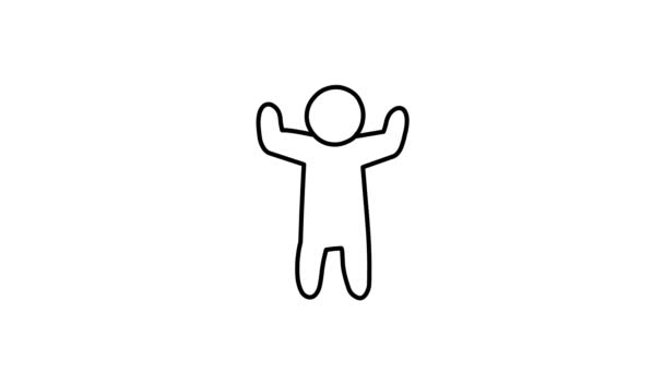 Простая зацикленная анимация танцующего человека. Танец человека, нарисованный линиями на белом фоне. — стоковое видео