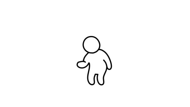 Animação em loop simples de uma pessoa que salta. Dança de um homem desenhado com linhas em um fundo branco . — Vídeo de Stock