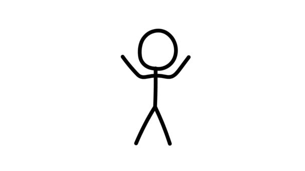 Simple looped animation of a dancing man. Dance of a man drawn with lines on a white background. — Stock Video