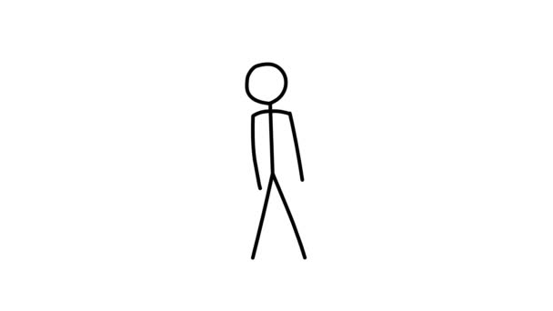 Simple animación en bucle de un hombre bailando. Danza de un hombre dibujado con líneas sobre un fondo blanco . — Vídeos de Stock