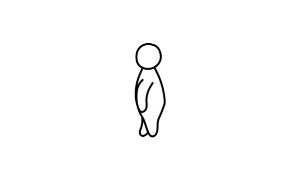 Walking man man drawn with lines on a white background. Simple looped animation. — Stock Video