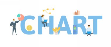 CART. Anahtar sözcükler, insanlar ve ikonlar ile kavram. Düz vektör çizimi. Beyazda izole edilmiş.