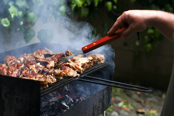 Мясо Гриль Барбекю Гриль Пища Жареная Огонь Приготовление Пищи Вкусно — стоковое фото