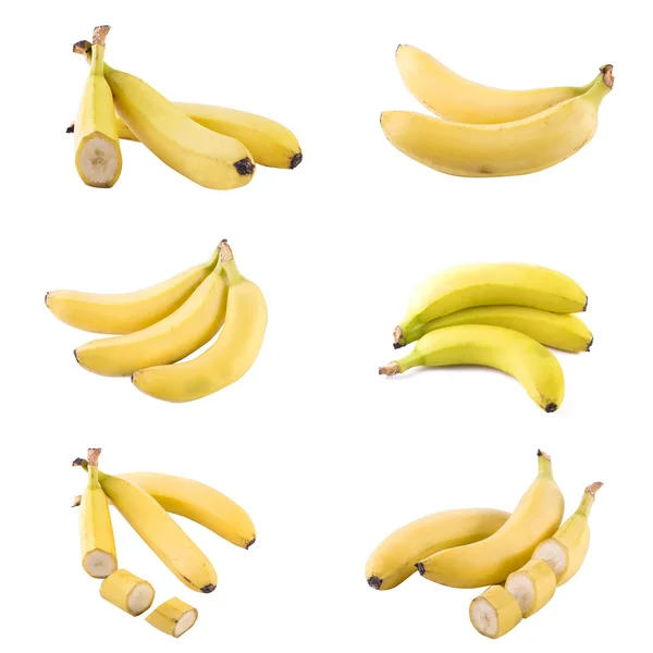 在白色背景上的香蕉 白色背景的新鲜热带水果 — 图库照片