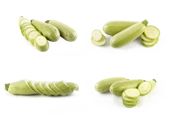 Courgettes Sobre Fundo Branco Courgettes São Frescos Deliciosos — Fotografia de Stock