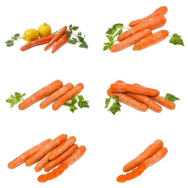 Морковь Белом Фоне Лимон Морковью Белом Фоне Морковь Фруктами Белом — стоковое фото