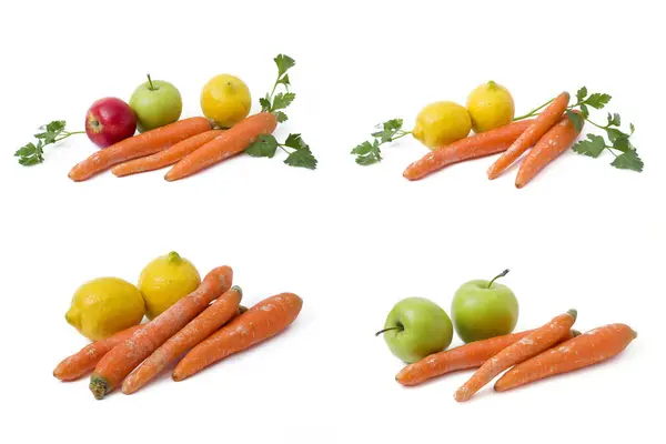 Frutos Sobre Fondo Blanco Limón Con Manzanas Kiwi Sobre Fondo —  Fotos de Stock