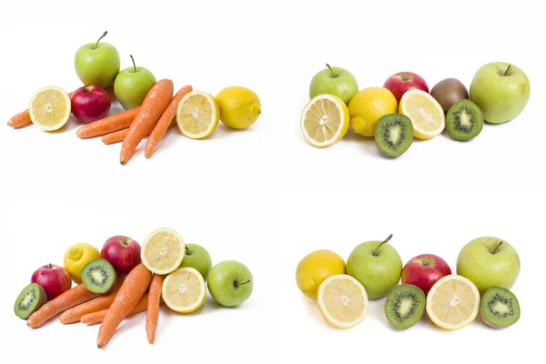 Fruits White Background Lemon Apples Kiwi White Background Kiwi Lemon — Stock Photo, Image