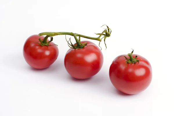 Tomates Isolados Sobre Fundo Branco Três Tomates Isolados Sobre Fundo — Fotografia de Stock