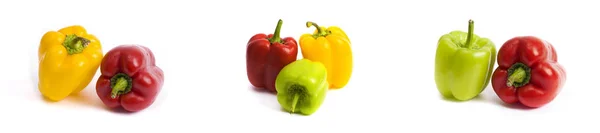 Paprika Auf Weißem Hintergrund Rote Und Gelbe Paprika Auf Weißem — Stockfoto