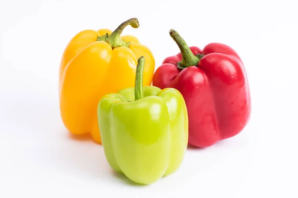 Red Green Sweet Peppers White Background — Stock Photo, Image