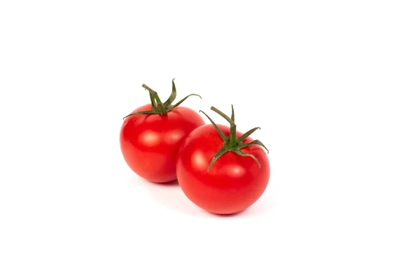 Tomates Rojos Sobre Fondo Blanco Grupo Tomates Con Hierbas Sobre — Foto de Stock