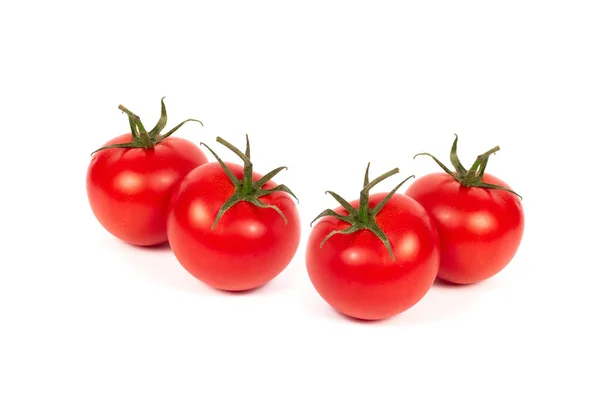 Rote Tomaten Auf Weißem Hintergrund Eine Gruppe Tomaten Mit Kräutern — Stockfoto