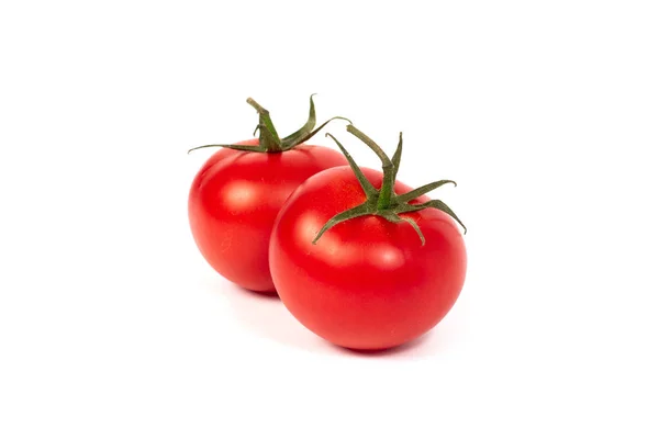 Rote Tomaten Auf Weißem Hintergrund Eine Gruppe Tomaten Mit Kräutern — Stockfoto