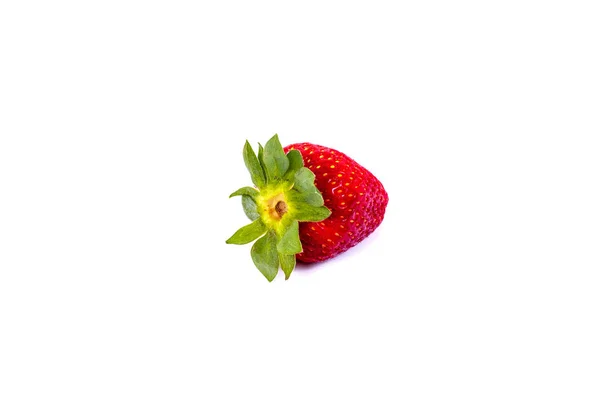 Erdbeeren Auf Weißem Hintergrund Saftige Rote Erdbeeren Auf Einem Isolierten — Stockfoto