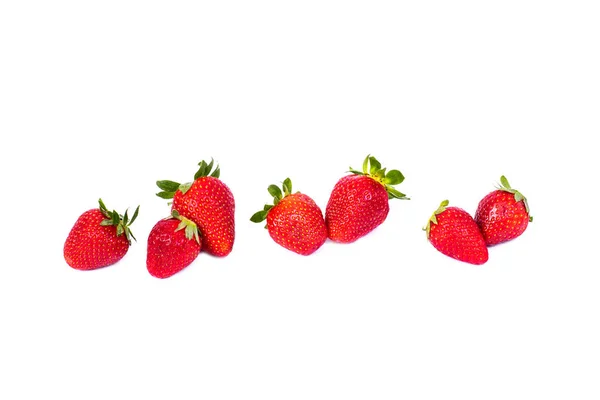 Fresas Sobre Fondo Blanco Grupo Fresas Rojas Sobre Fondo Blanco — Foto de Stock